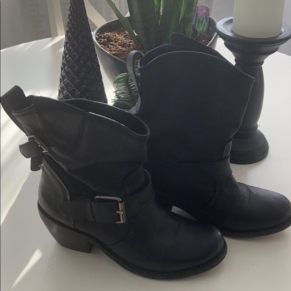 Leather Biker Boots